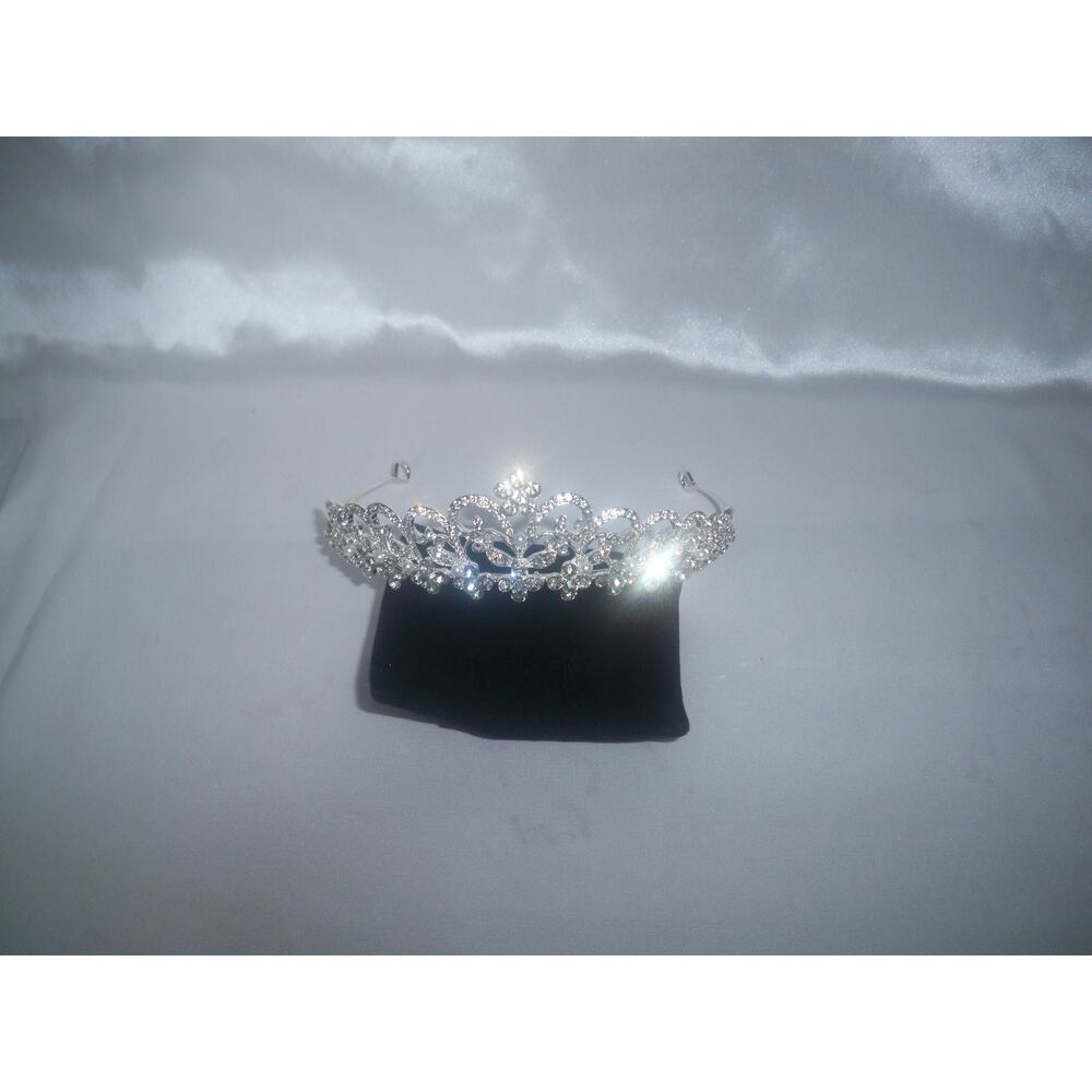 Silver rhinestone bridal tiara, prom party princess formal evening wear tiara